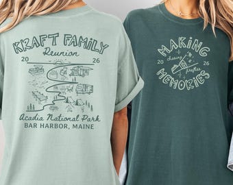 Custom Last Name Family Reunion Shirt Comfort Colors Personalized Matching Family Camping Shirt           Cousin Camp Friend Vacation Tshirt