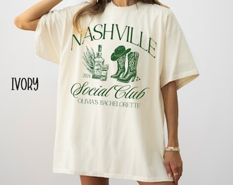 Custom Nashville Bachelorette Party Shirts Southern Western Cowgirl Bachelorette Shirt Girls Trip Shirt Cocktail Social Club Bridesmaid Gift