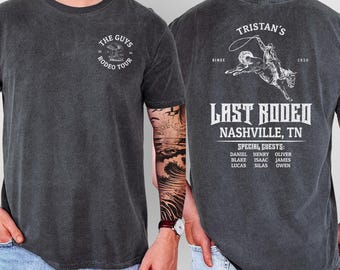 Custom Last Rodeo Nashville Tour Bachelor Party Shirt Personalized Western Cowboy Groomsman Tee