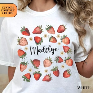 Personalized Comfort Colors Strawberry Shirt Custom Strawberry Tshirt Vintage Strawberry Shirt Strawberry Gifts for Strawberry Lover Gift