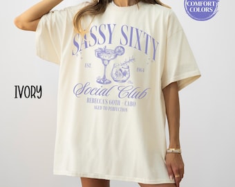Comfort Colors 60th Birthday Shirt Custom Cocktail Social Club Shirt 60th Birthday Party Funny Matching Girls Trip 60th Birthday Gift Sixty