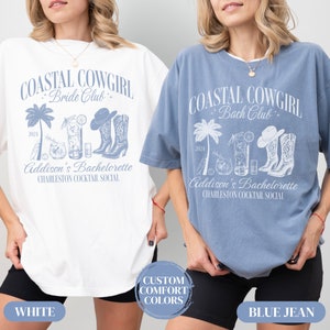 Custom Coastal Cowgirl Bachelorette Party Shirt Personalized Charleston Bachelorette Shirt Luxury Cocktail Social Club Bach Bridesmaid Gifts