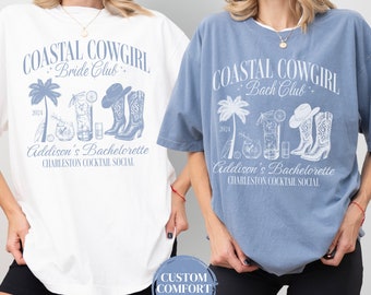 Custom Coastal Cowgirl Bachelorette Party Shirt Personalized Charleston Bachelorette Shirt Luxury Cocktail Social Club Bach Bridesmaid Gifts