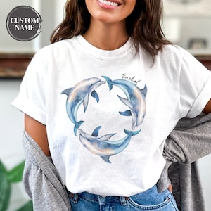 Personalized Dolphin Shirt Custom Dolphin Crewneck Dolphin Gifts Dolphin Tshirt Gift for Dolphin Lover Marine Life Shirt Sea Animals Shirt