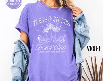 Custom Location 30th Birthday Shirts Matching 30th Birthday Party Tshirt Tropical Beach Girls Trip T-shirt 30th Birthday Gift For Her Friend