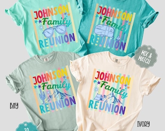 Custom Last Name Family Reunion Shirts Camping Comfort Colors Colorful Striped Family Vacation Tshirts Personalized Name Gifted Family Shirt