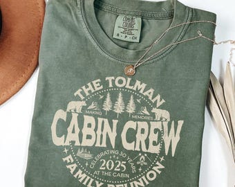 Custom Last Name Family Reunion Shirts Cabin Crew Comfort Colors Personalized Matching Camp Family Reunion Shirt Cousin Camping Vacation Tee