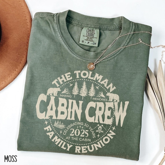 Custom Last Name Family Reunion Shirts Cabin Crew Comfort Colors Personalized Matching Camp Family Reunion Shirt Cousin Camping Vacation Tee