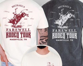 Custom Last Rodeo Tour Bachelor Party Shirt Nashville Western Bach Crewneck Sweatshirt Personalized Groomsman Proposal Gift for Groomsmen
