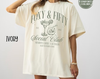 Comfort Colors 50th Birthday Shirt For Women Custom Cocktail Social Club Tshirt 50th Birthday Party 50th Group Shirt 50th Birthday Gift Her