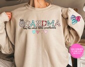 Personalized Valentines Day Grandma Sweatshirt With Kids Names on Sleeve Custom Grandma Sweater Birthday Gift From Grandkids Great Grandma