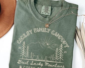 Custom Last Name Family Camping Shirts Comfort Colors Personalized Matching Camp Family Reunion Shirt Cousin Camping Family Giftful Gift Tee