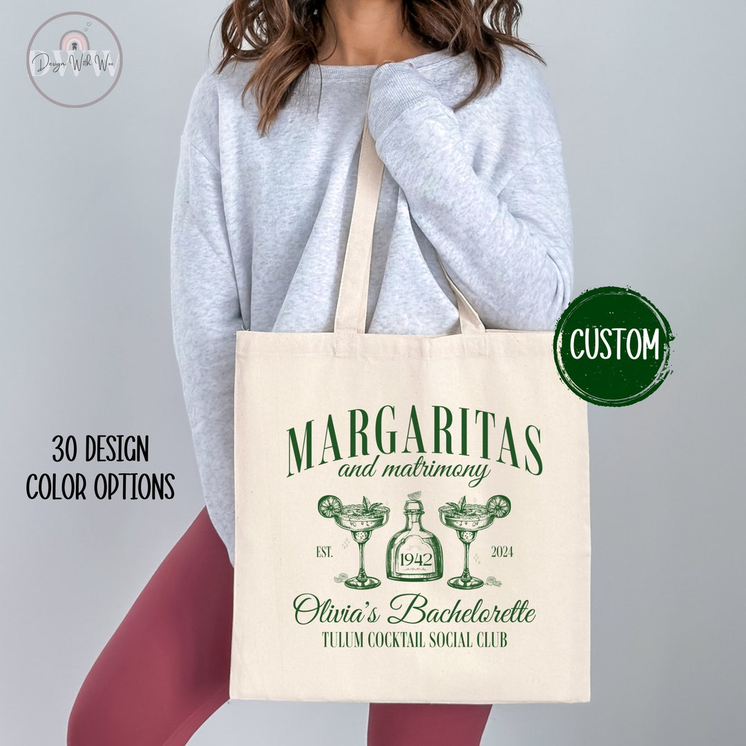 Custom Margarita Bridesmaid Tote Margs and Matrimony Bachelorette Tote ...