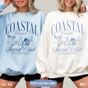 Coastal Cowgirl Bachelorette Sweatshirt Beach Bridesmaid Gifts Custom Charleston Bachelorette Shirt Luxury Bach Cocktail Social Club Sweater