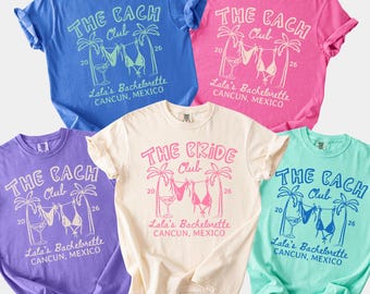 Custom Bachelorette Shirts Comfort Colors Bikini Bridal Party TShirts Personalized The Bach Club Shirt Martini Bachelorette Tee Beach Gifts