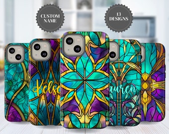 Custom iPhone 15 Pro Case Personalized Aesthetic Stained Glass Phone Case iPhone 15 Pro Max iPhone 15 Plus 14 13 Samsung Case Google Pixel