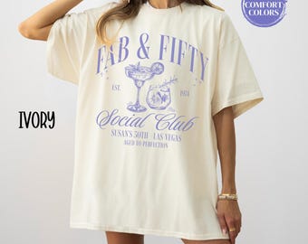 Comfort Colors 50th Birthday Shirt For Women Custom Cocktail Social Club Tshirt 50th Birthday Party 50th Group Shirt 50th Birthday Gift Her