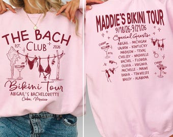 Personalized Beach Bachelorette Sweatshirt Custom Bach Party Crewneck Bride Bikini Tour Martini Girls Trip Gifted Coastal Bridesmaid Gift