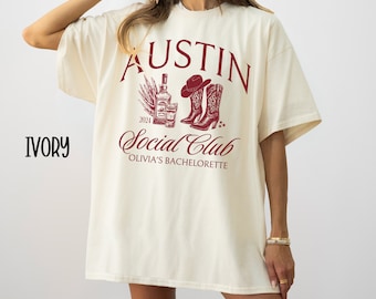 Custom Austin Bachelorette Party Shirts Western Cowgirl Bachelorette Shirt Tequila Girls Trip Shirt Cocktail Social Club Bridesmaid Gifts