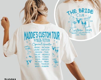 Custom Beach Bachelorette Comfort Color Shirt Martini Bachelorette Tour Shirt Bikinis Bach Club Gifted Bridesmaid Shirt Coastal Bridal Party