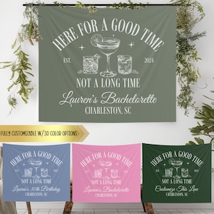 Custom Bachelorette Party Tapestry Personalized Cocktail Bachelorette Banner Photo Backdrop Fabric Engagement Sign 50th Birthday Decorations