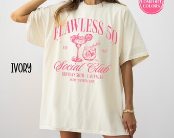 Personalized 50th Birthday Shirt For Women Custom Comfort Colors 50th Birthday Party Group Tshirt Cocktail Social Club 50th Birthday Gift