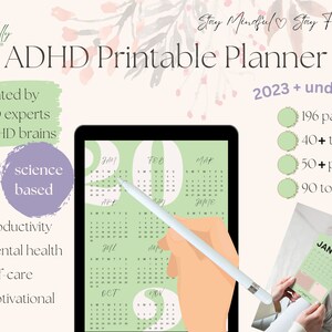 ADHD Planner, ADHD Journal, Digital Planner, Printable Planner, Customizable Planner, Goal Planner, Undated Planner, 2023 Planner, Self-Care