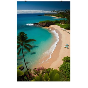 Kaanapali Beach Maui Hawaii, Maui Beach Print, Hawaii Tropical Beach, Maui Hawaii, Hawaii Art, Tropical Beach Art