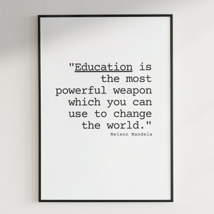 Education is Power Nelson Mandela Quote Wall Poster | Inspirational quote | Best friend gift, Gift for family