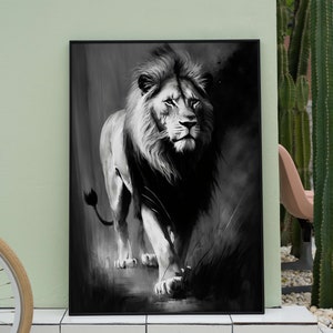 Black and White Lion Sketch Printable Wall Art