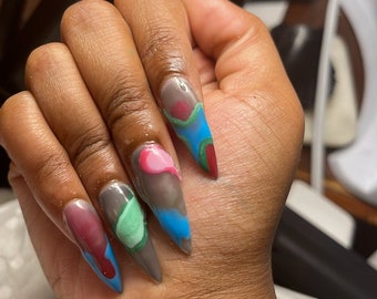 Colorful abstract press on nails