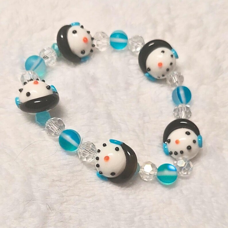 Handmade Snowman Beaded Bracelet Winter Holiday Jewelry Etsy