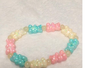 Pastel Gummy Bear Bracelet – Kawaii Beaded Y2K Jewelry