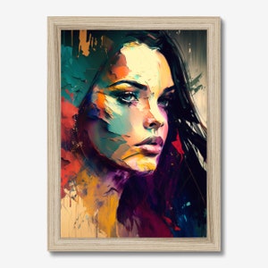 Mujer abstracta- Lienzo/Póster/Impresión enmarcada/Póster con hangar/Póster impreso/Arte de pared/Deco - para dormitorio/sala de juegos/oficina