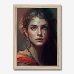 Mujer bohemia- Lienzo/Póster/Impresión enmarcada/Póster con hangar/Póster impreso/Arte de pared/Deco - para dormitorio/sala de juegos/oficina