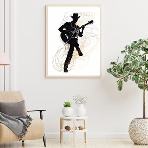 Guitarist Silhouette Art Print: Music Room Wall Decor (Digital Download)
