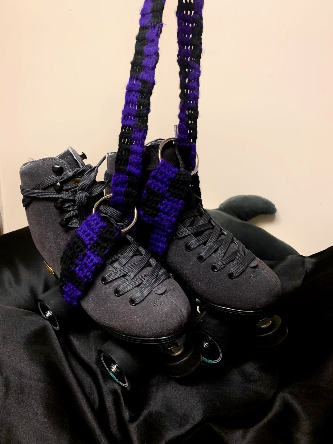 Checkered Crochet Roller Skate Strap Yoga Mat Holder Handmade Etsy