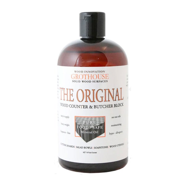 Grothouse Original Oil™ | Butcher Block Oil | Wood Countertop | Cutting Board Oil | Single Bottle