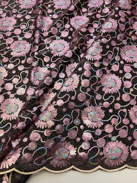 Shiny lace fabric deals