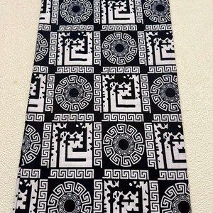 Black Cream Greek Key Geometric Fabric | Medallion Tile Print African Wax Fabric| Sewing Fabric 100% Cotton Sell by 3 and 6 Yards