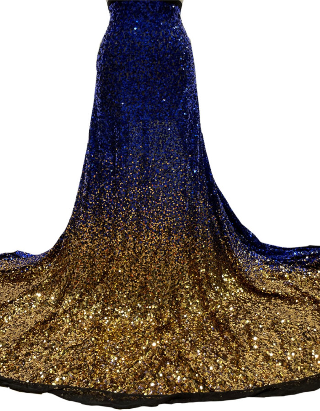Royal Blue-gold Stretch Sequin/ Custom Design Sequin Black Stretch Mesh ...