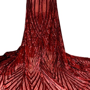 RED Exotic Stretch Sequin Lace Fabric/ Stretch Sequins Fabric/ Red Sequin Lace/Wedding Lace/Sequin Lace Fabric/Hot Sell Sequins-by Yard