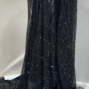 Black Sequin & Beads On Chiffon JEC-113-9 Fabric