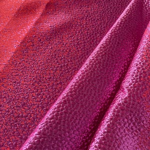 Jacquard Brocade Fabric Pink & Red–Prom, Luxury Dressmaking, Bridal, Evening Gown, Couture Fabric-5 Yards