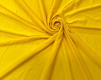 Yellow ITY Stretch Fabric/ ITY Fabric/Stretch Fabric/Soft & Stretch drapery Knit Jersey Fabric/Long Dresses Fabric/ITY Spandex- 5 Yards