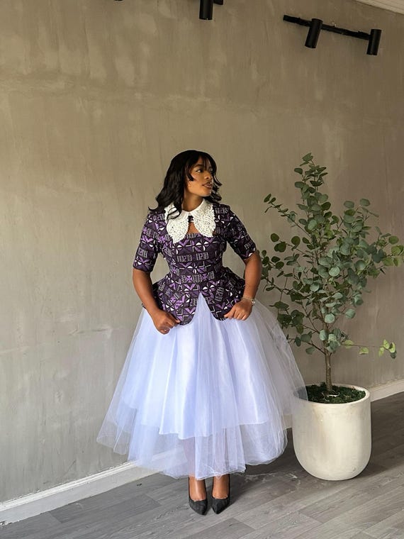 Ankara Tulle Colar Dress, Ankara Spring Summer Dress. African Print Dress .Party Outfit Ankara Tulle Colar Dress, Ankara Spring Summer Dress. African Print Dress .Party Outfit