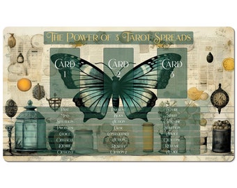 Ephemera Tarot Mat, Tarot Reading Mat, Divination Tools, Butterfly Desk Mat, Oracle Reading, Green Witch Desk Mat, Cartomancy Mat