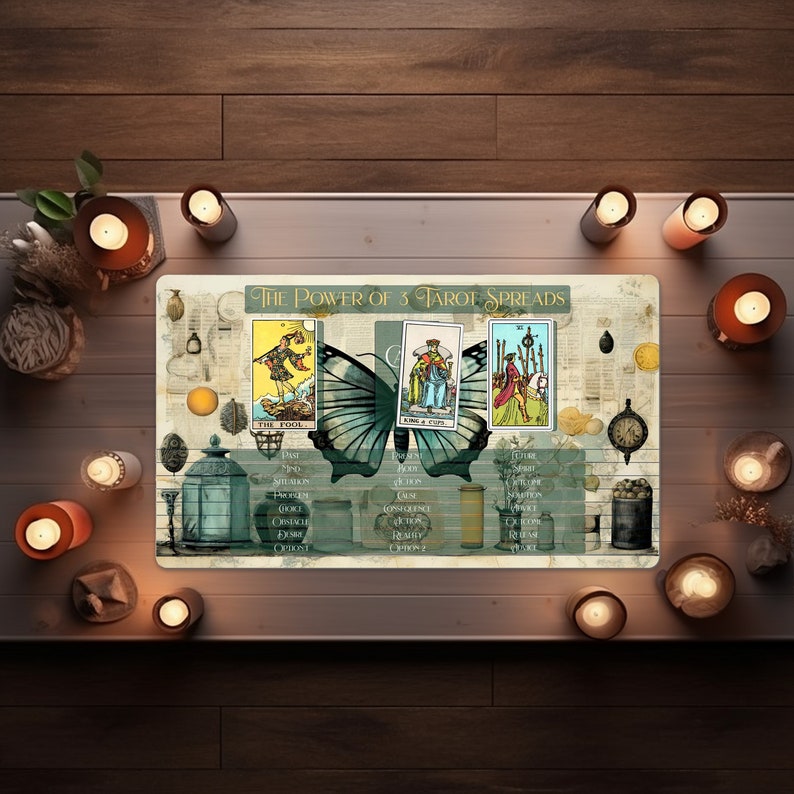Fools Mat Ephemera Tarot Mat, Tarot Reading Mat, Divination Tools, Butterfly Desk ...