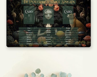 Witch Tarot Mat, Tarot Tools, Neoprene Mat for Reading Tarot Cards, 3 Card Tarot, Tarot Guide, Large Desk Mat, Fortune Telling Tools, Tarot