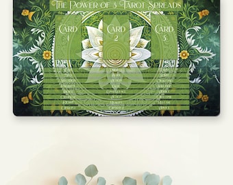 Green Lotus Tarot Mat: White Lotus Garden, 3-Card Spread Layout